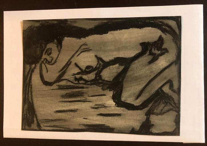 Expressief werk, mixed media, Kirchner (?), Antiek en Kunst, Kunst | Schilderijen | Modern, Ophalen of Verzenden