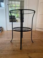 Zwarte glase bijzettafel, Huis en Inrichting, Ophalen, Zo goed als nieuw, Rond, Metaal of Aluminium