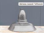 Oude emaille Franse lamp / hanglamp -trompet model - D44 H28, Gebruikt, Ophalen of Verzenden, Metaal, Minder dan 50 cm