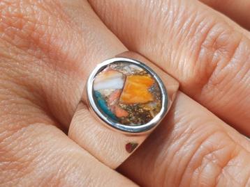 Vanoli 925 zilver herenring oester koper turquoise maat 18,7 beschikbaar voor biedingen