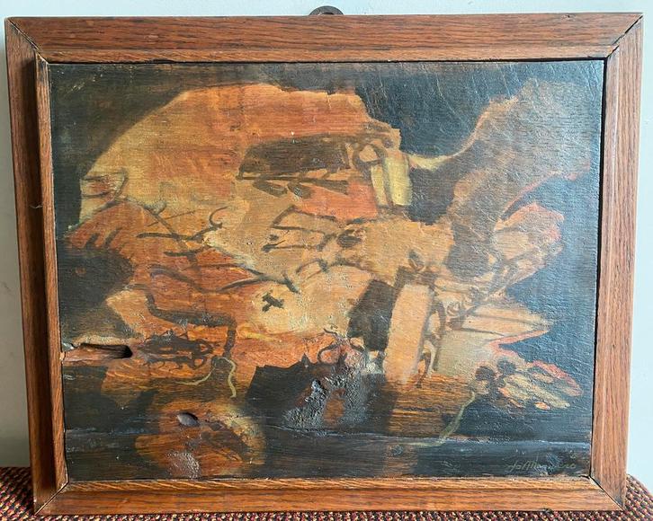 Abstract werk Jo Manders (1936-1995) 1960, Antiek en Kunst, Kunst | Schilderijen | Abstract, Ophalen of Verzenden