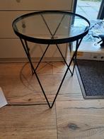 Glazen Bijzettafel - Kleine Beschadiging, Huis en Inrichting, Tafels | Bijzettafels, Ophalen, Gebruikt, Rond, Glas