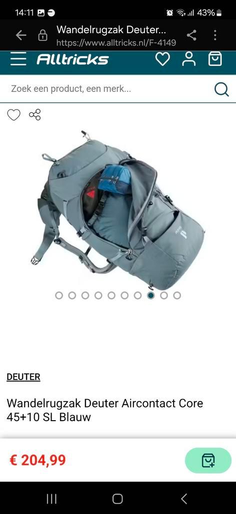 Deuter Aircontact Core 45+10 SL Blauw - Wandelrugzak, Sieraden, Tassen en Uiterlijk, Tassen | Rugtassen, Nieuw, Overige merken