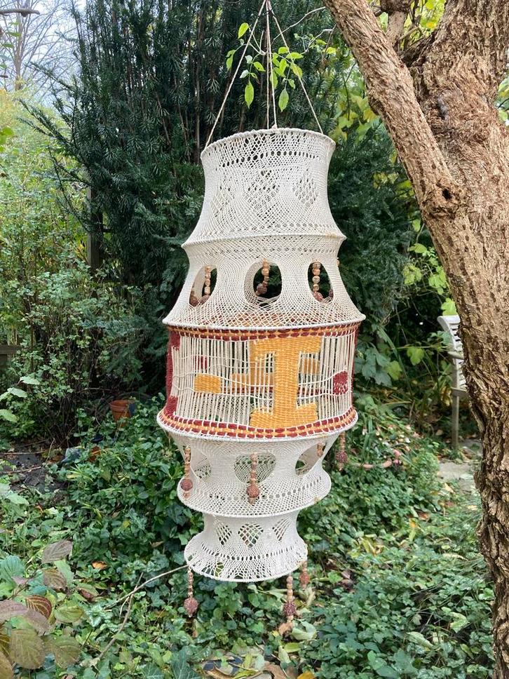 Boho macramé hanger met rudraksha kralen – vintage, Huis en Inrichting, Woonaccessoires | Wanddecoraties, Ophalen of Verzenden