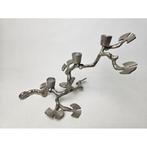 # Decoratieve vintage aluminium design kandelaar, Ophalen of Verzenden, Gebruikt, Metaal, Minder dan 25 cm