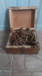 Collectie antieke sleutels in Houten Kist, Antiek en Kunst, Curiosa en Brocante, Ophalen of Verzenden