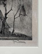Litho Johann Faber, landschap met bomen en boerderij, Antiek en Kunst, Kunst | Litho's en Zeefdrukken, Ophalen of Verzenden