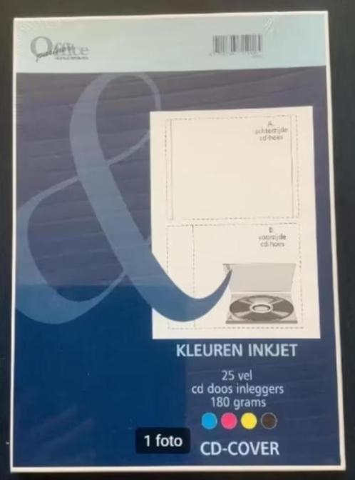 Kleuren Inkjet; 25 vel cd doos inleggers; 180 gram; cd-cover, Diversen, Papierwaren, Nieuw, Ophalen of Verzenden
