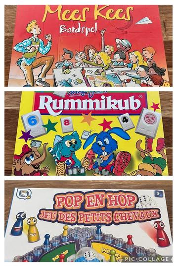 Bordspellen (Mees Kees, eerste Rummikub, Pop en Hop) beschikbaar voor biedingen