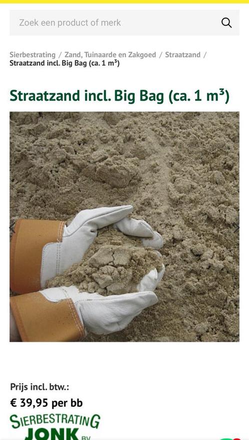 2,5 big bags zand van Jonk Sierbestrating, Tuin en Terras, Zand, Nieuw, Ophoogzand, Ophalen
