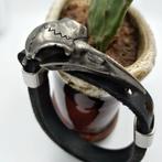 Zwarte Odin Leren Heren Armband / Viking Schedel Raaf, Sieraden, Tassen en Uiterlijk, Armbanden, Verzenden, Nieuw, Zwart, Leer
