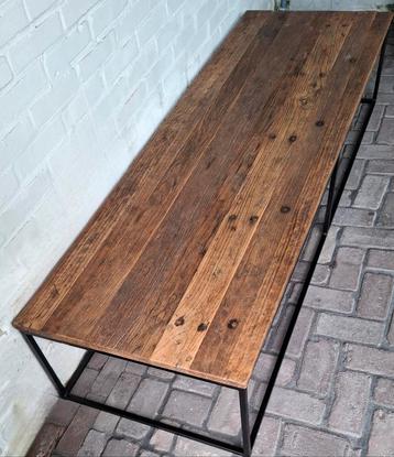Grote Landelijke robuuste teak salontafel tv tafel 180 cm  beschikbaar voor biedingen