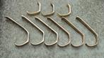 9 stuks massief hand gesmede messing kledinghaken, Gebruikt, Wandhaken, Ophalen of Verzenden, Minder dan 100 cm