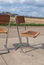 Set 5 vintage buisframe rotan stoelen, Huis en Inrichting, Stoelen, Vijf, Zes of meer stoelen, Vintage, Ophalen of Verzenden, Bruin