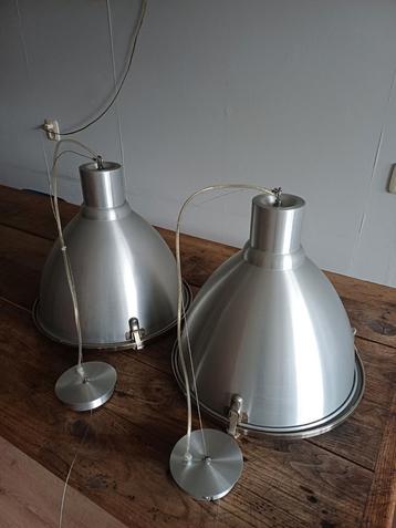 Industriële RVS Hanglampen - 42cm beschikbaar voor biedingen