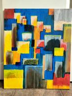 Schilderij met bonte kleuren - Olieverf op doek (60x50 cm), Ophalen of Verzenden