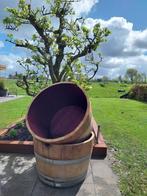 Eikenhouten Wijnvat Plantenbak Bloembak Minivijver 112L, Nieuw, Rond, Hout, 30 tot 60 cm