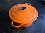 Le Creuset pan (oranje), Huis en Inrichting, Keuken | Potten en Pannen, Ophalen, Gebruikt, Gietijzer, Keramische plaat