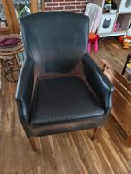 Vintage fauteuil met lederen bekleding, Huis en Inrichting, Fauteuils, Ophalen