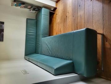 groene leren hoek bankstel