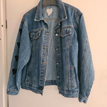 Denim jas met hartjes - Maat M beschikbaar voor biedingen