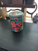 Vintage groen gebloemd blik blikje, Verzamelen, Ophalen, Gebruikt, Overige