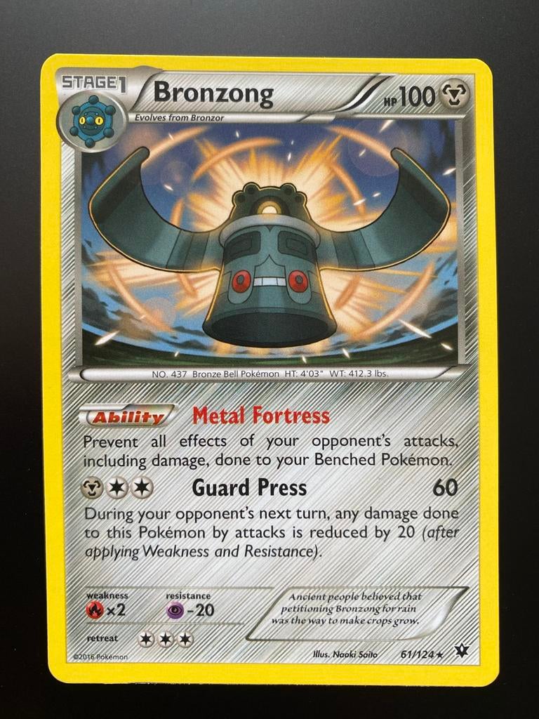 Bronzong 61/124 Rare XY Fates Collide 2016 Mint, Ophalen of Verzenden, Zo goed als nieuw, Losse kaart
