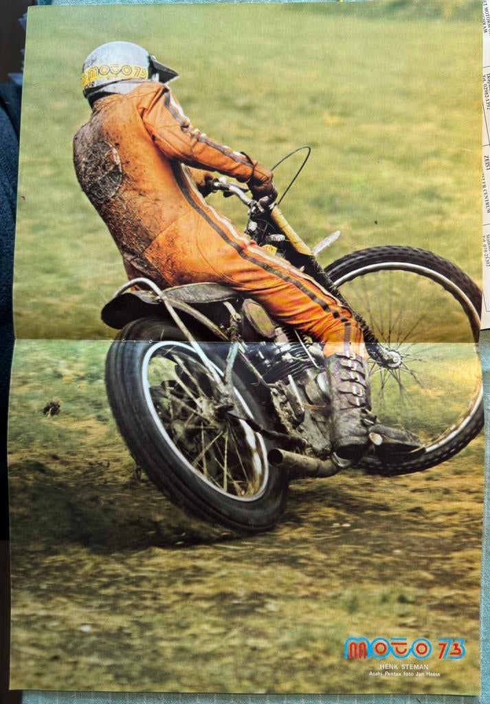 Poster 1974 Henk Steman op Jawa Speedway, Verzamelen, Verzenden, Zo goed als nieuw, Motoren