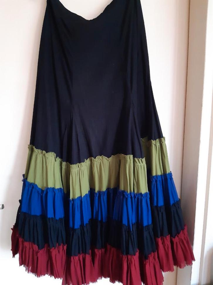 Vintage maxirok met gekleurde stroken taille 80 cm flamenco, Kleding | Dames, Rokken, Zo goed als nieuw, Maat 38/40 (M), Onder de knie