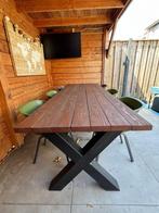 Mooie eettafel met stoelen, Tuin en Terras, Ophalen, Zo goed als nieuw, Rechthoekig, Hout