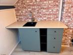 Keukenblok met kraan - groen/Zwart, Huis en Inrichting, Ophalen, 100 tot 150 cm, 150 tot 200 cm, Zo goed als nieuw