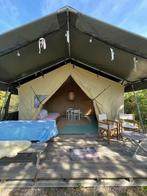Safaritent glamping katoen 35 m2 groot houten vloer terras, Caravans en Kamperen, Ophalen, Gebruikt, Tot en met 6