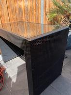 Wicker bartafel met glazen blad, Tuin en Terras, Ophalen, Gebruikt, Rechthoekig, Wicker