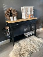 Sidetable Black & Wagondelen Wood & Tuigleer Tafel, Huis en Inrichting, Ophalen of Verzenden, Zo goed als nieuw