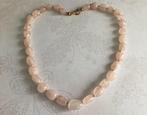 Mooie ketting met massieve kralen edelsteen Rozenkwarts, Nieuw, Ophalen of Verzenden, Steen of Mineraal, Roze