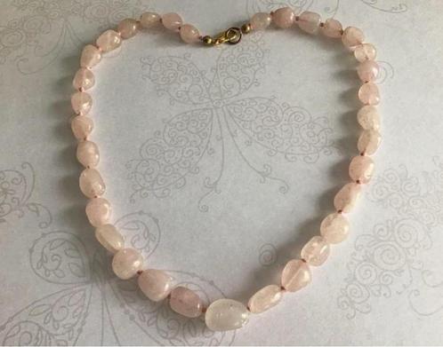 Mooie ketting met massieve kralen edelsteen Rozenkwarts, Sieraden, Tassen en Uiterlijk, Kettingen, Nieuw, Steen of Mineraal, Roze