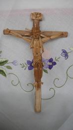 1119 Mooi apart Ouder kruis met mooi Corpus geheel van stro, Ophalen of Verzenden, Zo goed als nieuw, Beeld(je), Christendom | Katholiek