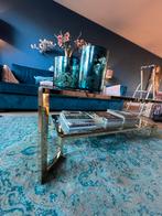 Mooie messing salontafel met glas, Huis en Inrichting, Ophalen, Gebruikt, 100 tot 150 cm, 50 tot 100 cm