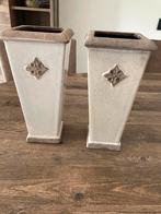 2 Bloempotten, Rond, Ophalen of Verzenden, Zo goed als nieuw, Aardewerk