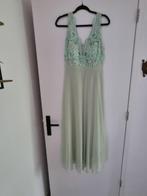 Mintgroene Jurk met Bloemendetails, Kleding | Dames, Jurken, Maat 42/44 (L), Ophalen of Verzenden, Zo goed als nieuw, Onder de knie
