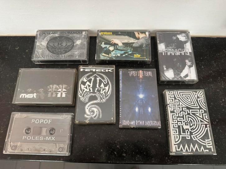 8 x Hardcore Techno Cassettes, Cd's en Dvd's, Cassettebandjes, Gebruikt, Voorbespeeld, Dance, 2 t/m 25 bandjes, Verzenden