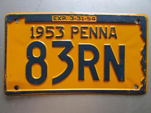 Originele kentekenplaat USA, 1953, Verzamelen, Automerken, Motoren en Formule 1, Gebruikt, Auto's, Ophalen of Verzenden