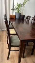 Koloniale tafel inclusief 6 stoelen, Huis en Inrichting, Tafels | Eettafels, Ophalen, Gebruikt, Koloniaal, 200 cm of meer