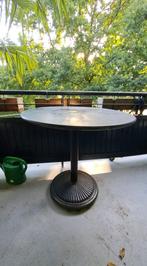 Marmeren bistro tafeltje met fossielen, Tuin en Terras, Tuintafels, Ophalen, Gebruikt, Rond, Overige materialen