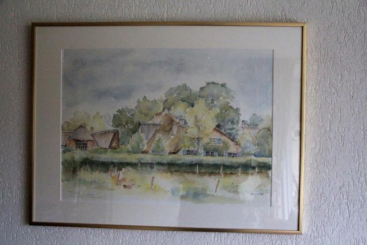 Aquarel, Jaap en Willem Dooijewaard eigen woonhuis., Huis en Inrichting, Woonaccessoires | Schilderijen, Tekeningen en Foto's