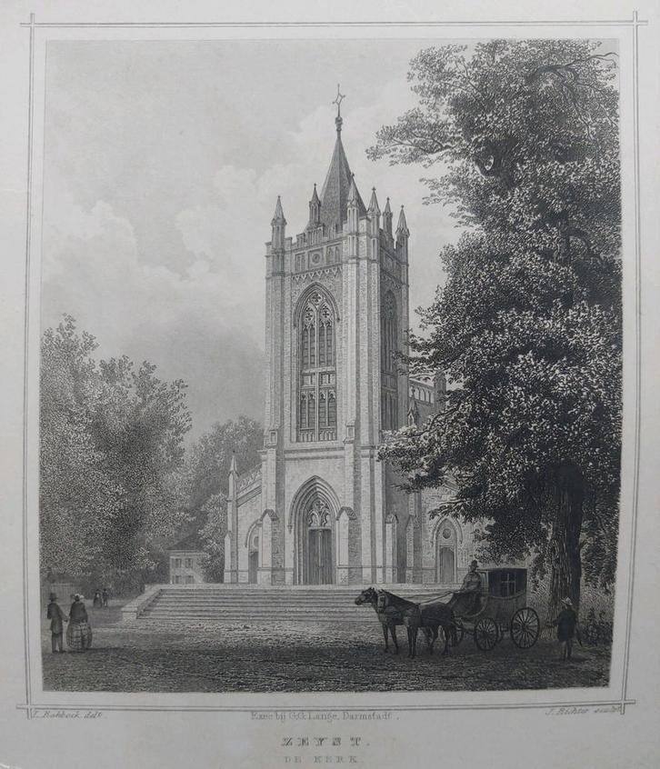 41 / De Kerk te Zeyst - Zeist Gravure van Terwen uit 1860, Antiek en Kunst, Kunst | Litho's en Zeefdrukken, Ophalen of Verzenden