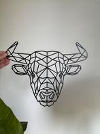 Metalen geometrische stierenkop Bull face wanddecoratie, Ophalen of Verzenden, Zo goed als nieuw