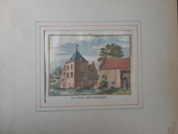 119 / Huis Hinderstein Gekleurde kopergravure uit 1773, Antiek en Kunst, Kunst | Etsen en Gravures, Ophalen of Verzenden