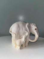 Vintage witte olifant sculptuur, Verzamelen, Beelden en Beeldjes, Ophalen of Verzenden, Gebruikt, Dier
