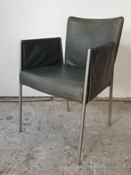 6 nette eetkamerstoelen. Leer. Antracietgrijs/ olijfgroen., Huis en Inrichting, Stoelen, Ophalen, Gebruikt, Overige kleuren, Leer